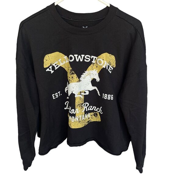 Yellowstone Sweater Womens Large Black Cropped Dutton Ranch TV Series - Picture 1 of 9